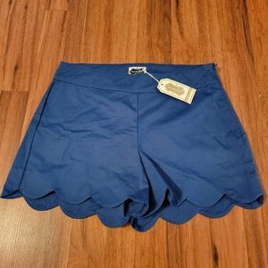 NWT Mud Pie Navy Blue Serena Scalloped Shorts - Size XS